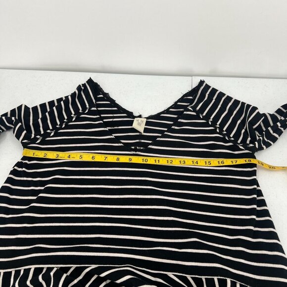 Free People S We The Free Stripe Peplum Top Ribbed Raw Hem 90s Grunge Knit - Picture 6 of 9